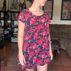 Cozy Rose Print Mumu Short Sleeve Dress